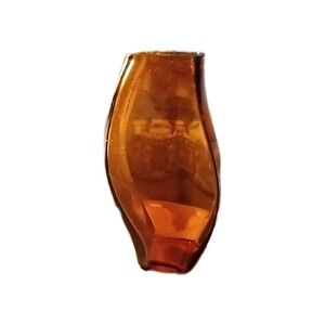 Hometrends Amber Clear Glass Vase Wave Petal Shaped MCM Discontinued Unique Rare